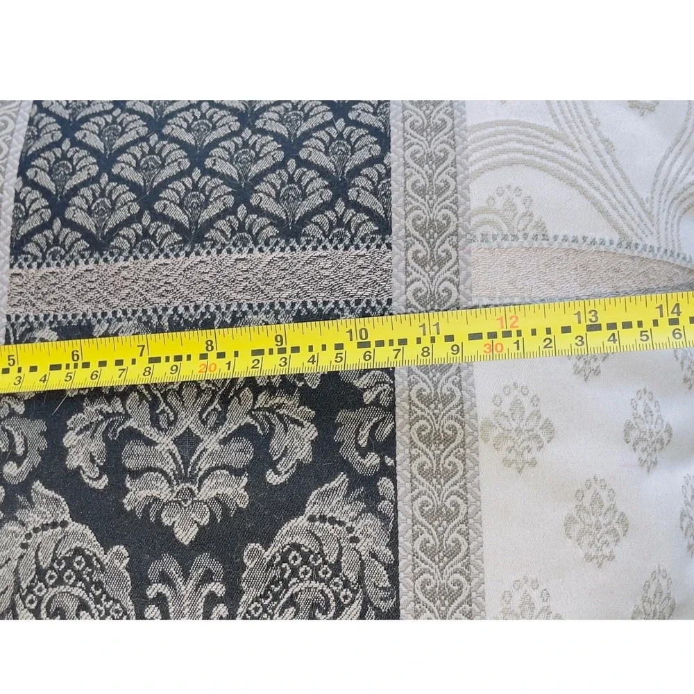 Croscill Home Set of 2 Decorative Throw Pillows Blk Cream Damask Jacquard Trim